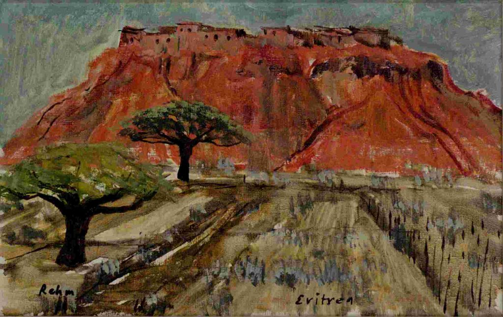 Der rote Berg in Eritrea, Ölbild von Helmut Rehm, 1960