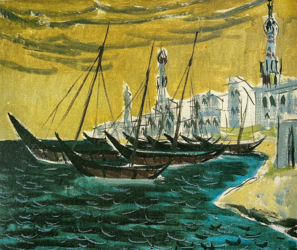 Hafen vbn Kuwait, Ölbild von Helmut Rehm, 1955