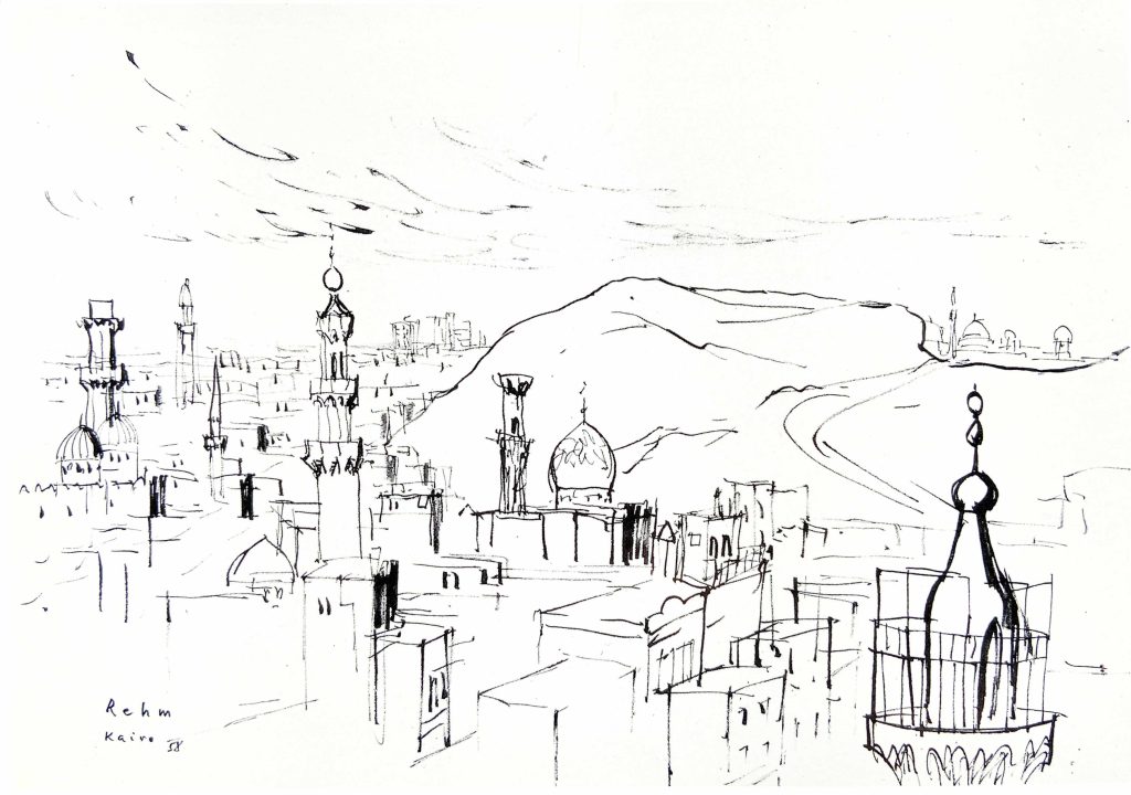 Kairo, eine Federzeichnung von Helmut Rehm, 1958