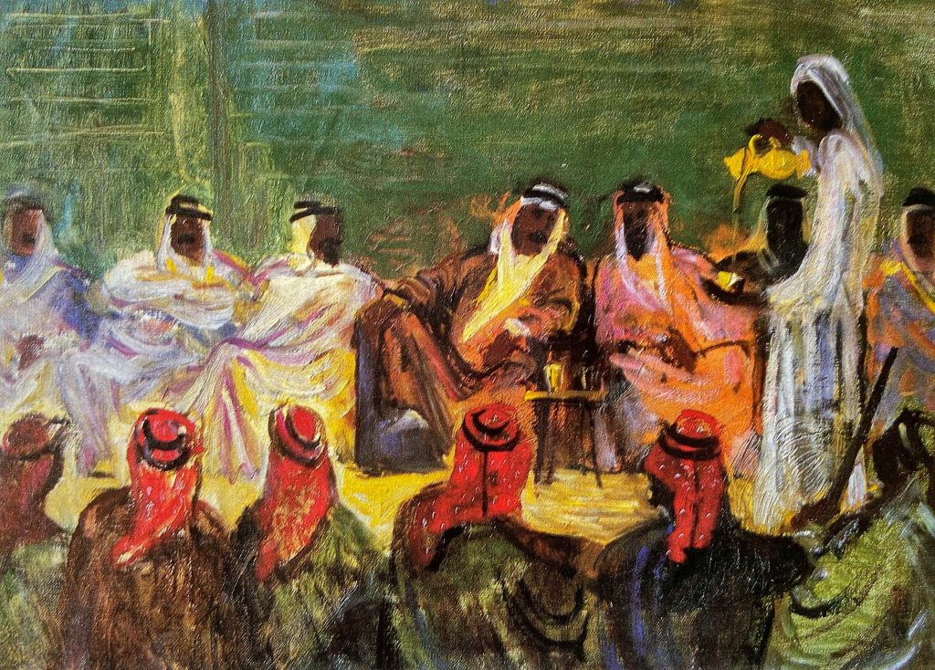 Empfang beim Scheich von Kuwait, Ölbild von Helmut Rehm